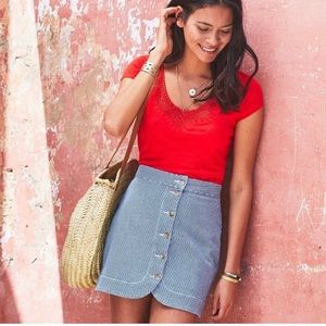 Sezane blue and white stripe mini skirt - size 6